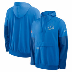 Detroit Lions Sideline Anorak Half-Zip Hoodie Jacket Blue - Nike