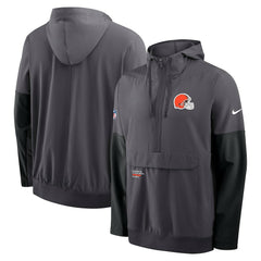 Cleveland Browns Sideline Anorak Half-Zip Hoodie Jacket Anthracite - Nike