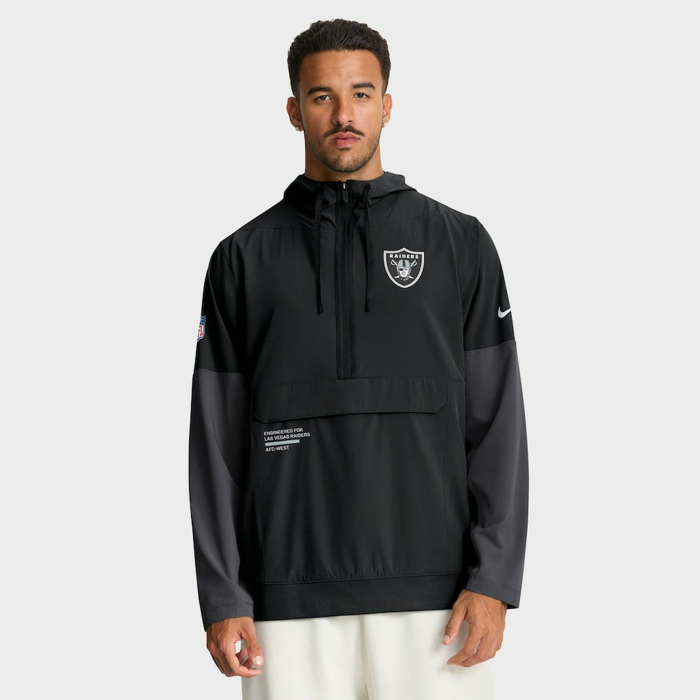 Las Vegas Raiders Sideline Anorak Half-Zip Hoodie Jacket Black - Nike