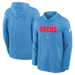 Tennessee Titans Sideline Oilers Throwback Dri-FIT Long Sleeve Hoodie T-Shirt Light Blue - Nike
