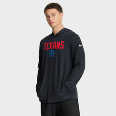 Houston Texans Sideline Pass Accuracy Dri-FIT Long Sleeve Hoodie T-Shirt Blue - Nike