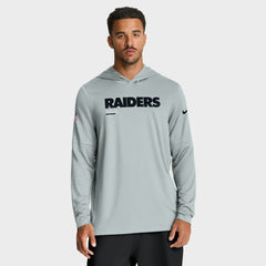 Las Vegas Raiders Sideline Pure Fury Performance Long Sleeve Hoodie T-Shirt Silver - Nike