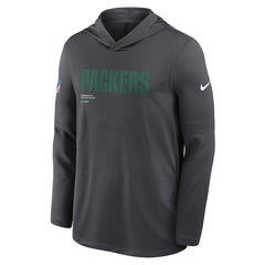 Green Bay Packers Sideline Pure Fury Performance Long Sleeve Hoodie T-Shirt Anthracite - Nike