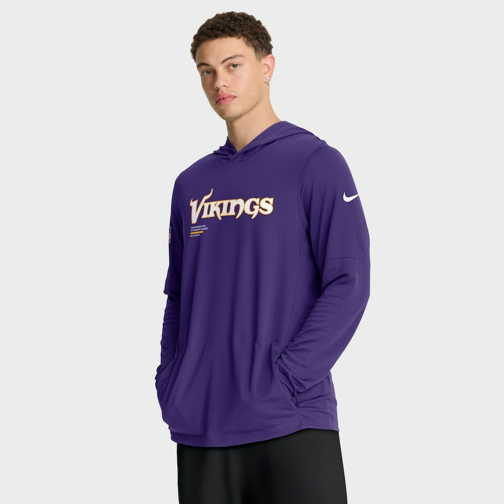 Minnesota Vikings Sideline Pure Fury Performance Long Sleeve Hoodie T-Shirt Purple - Nike