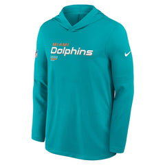 Miami Dolphins Sideline Pure Fury Performance Long Sleeve Hoodie T-Shirt Aqua - Nike