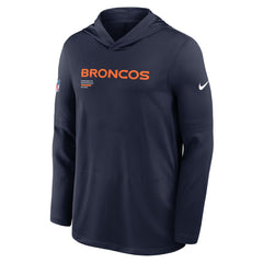 Denver Broncos Sideline Pure Fury Performance Long Sleeve Hoodie T-Shirt Navy - Nike