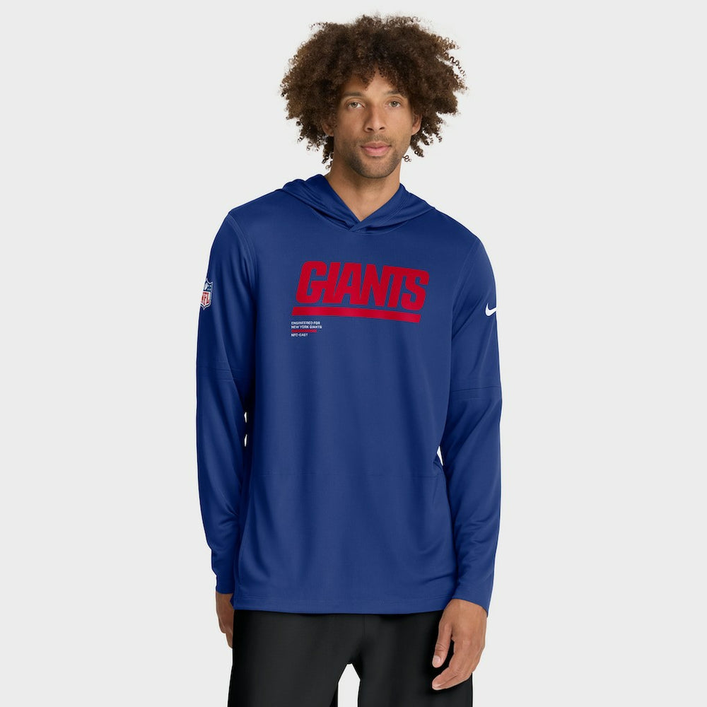 New York Giants Sideline Pure Fury Performance Long Sleeve Hoodie T-Shirt Royal - Nike