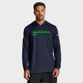Seattle Seahawks Sideline Pure Fury Performance Long Sleeve Hoodie T-Shirt College Navy - Nike