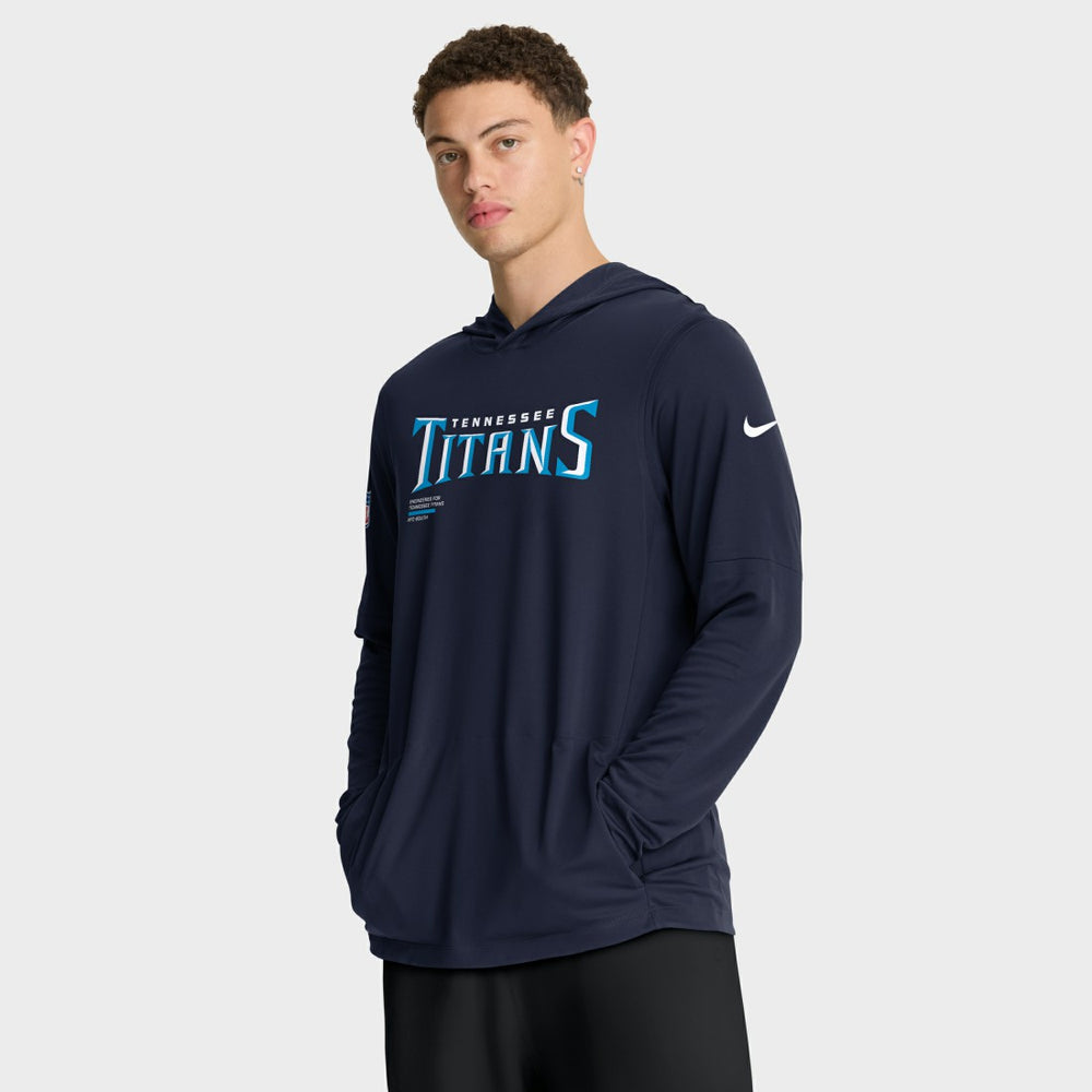 Tennessee Titans Sideline Pure Fury Performance Long Sleeve Hoodie T-Shirt Navy - Nike