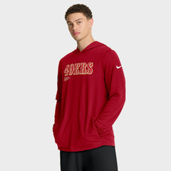 San Francisco 49ers Sideline Pure Fury Performance Long Sleeve Hoodie T-Shirt Scarlet - Nike