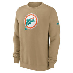 Miami Dolphins Swing Pass Rewind Club Pullover Sweatshirt Tan - Nike