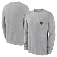 Chicago Bears Primetime Club Fleece Pullover Sweatshirt Heather Gray - Nike
