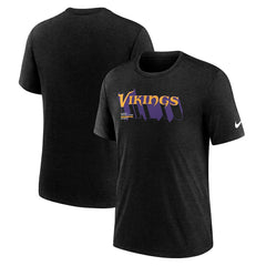 Minnesota Vikings Long Pass Tri-Blend T-Shirt Heather Black - Nike