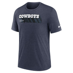 Dallas Cowboys Long Pass Tri-Blend T-Shirt Heather Navy - Nike