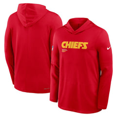 Kansas City Chiefs Big & Tall Sideline Dri-FIT Long Sleeve Hoodie T-Shirt Red - Nike