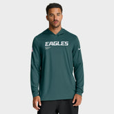 Philadelphia Eagles Big & Tall Sideline Dri-FIT Long Sleeve Hoodie T-Shirt Midnight Green - Nike