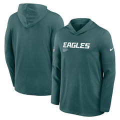 Philadelphia Eagles Big & Tall Sideline Dri-FIT Long Sleeve Hoodie T-Shirt Midnight Green - Nike