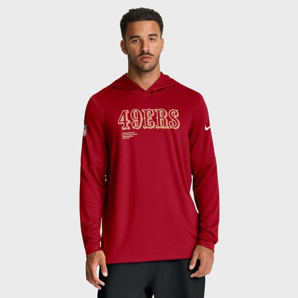 San Francisco 49ers Big & Tall Sideline Dri-FIT Long Sleeve Hoodie T-Shirt Scarlet - Nike
