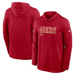 San Francisco 49ers Big & Tall Sideline Dri-FIT Long Sleeve Hoodie T-Shirt Scarlet - Nike