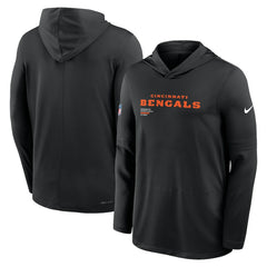 Cincinnati Bengals Big & Tall Sideline Dri-FIT Long Sleeve Hoodie T-Shirt Black - Nike
