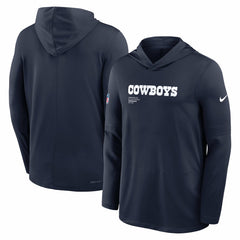 Dallas Cowboys Big & Tall Sideline Dri-FIT Long Sleeve Hoodie T-Shirt Navy - Nike