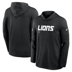 Detroit Lions Big & Tall Sideline Dri-FIT Long Sleeve Hoodie T-Shirt Black - Nike