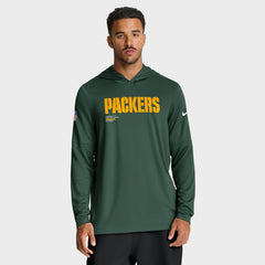 Green Bay Packers Big & Tall Sideline Dri-FIT Long Sleeve Hoodie T-Shirt Green - Nike