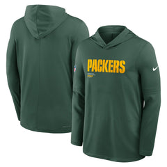 Green Bay Packers Big & Tall Sideline Dri-FIT Long Sleeve Hoodie T-Shirt Green - Nike