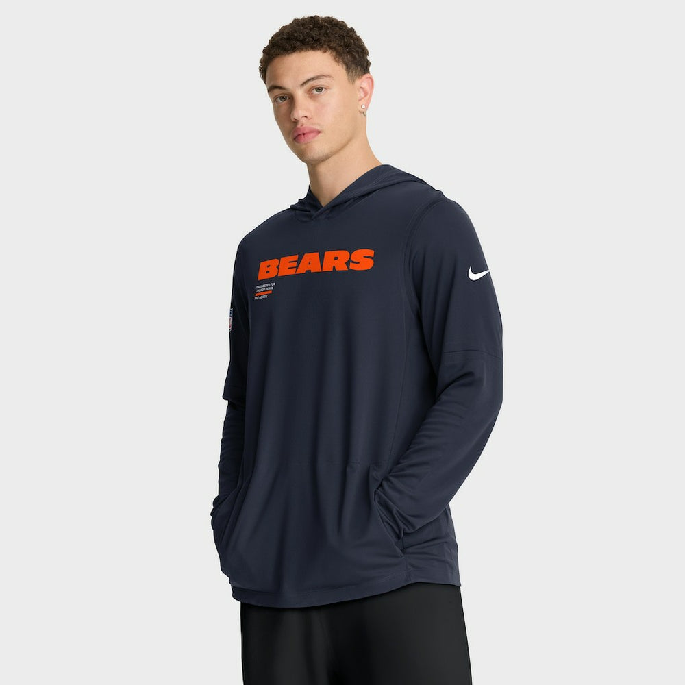 Chicago Bears Big & Tall Sideline Dri-FIT Long Sleeve Hoodie T-Shirt Navy - Nike
