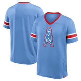 Tennessee Titans Oilers Throwback Hometown Premium Hashmark V-Neck T-Shirt Light Blue - Fanatics