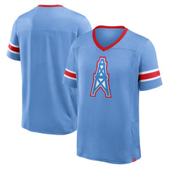 Tennessee Titans Oilers Throwback Hometown Premium Hashmark V-Neck T-Shirt Light Blue - Fanatics