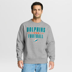 Miami Dolphins Powerful Throw Legacy Pullover Sweatshirt Heather Gray - Fanatics