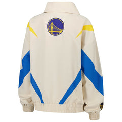 NBA - Golden State Warriors Terez Women's Retro Chevron Ripstop Quarter-Zip Windbreaker Jacket - White