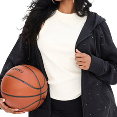 NBA - Boston Celtics Terez Women's Oversized Allover Gemstone Full-Zip Hoodie - Black