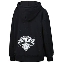 NBA - New York Knicks Terez Women's Oversized Allover Gemstone Full-Zip Hoodie - Black
