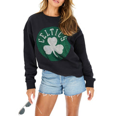 NBA - Boston Celtics Terez Women's Gemstone Logo Pullover Sweatshirt - Black