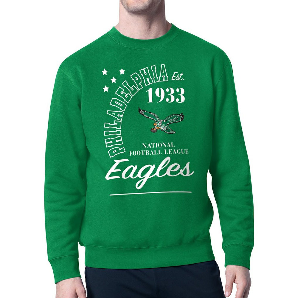 Philadelphia Eagles Starter Team Retro Logo Fleece Tri-Blend Pullover Sweatshirt Kelly Green - NFL