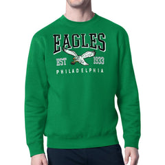 Philadelphia Eagles Starter Team Retro Logo Fleece Tri-Blend Pullover Sweatshirt Kelly Green - NFL