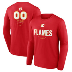Calgary Flames - Personalized Name & Number Midfielder Long Sleeve T-Shirt Red