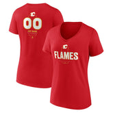 Calgary Flames - Women's Personalized Name & Number Midfielder V-Neck T-Shirt Red