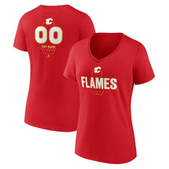 Calgary Flames - Women's Personalized Name & Number Midfielder V-Neck T-Shirt Red