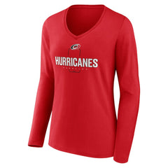 Carolina Hurricanes - Women's Personalized Name & Number Midfielder Long Sleeve V-Neck T-Shirt Red