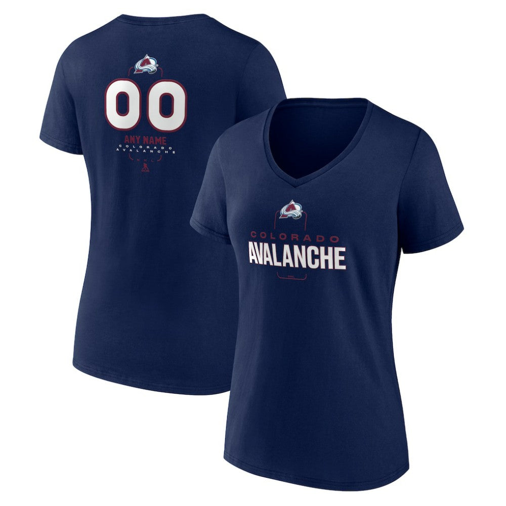 Colorado Avalanche - Women's Personalized Name & Number Midfielder V-Neck T-Shirt Navy