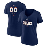 Edmonton Oilers - Women's Personalized Name & Number Midfielder V-Neck T-Shirt Navy