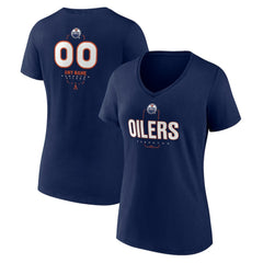 Edmonton Oilers - Women's Personalized Name & Number Midfielder V-Neck T-Shirt Navy
