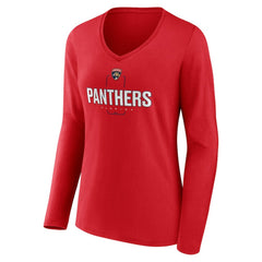 Florida Panthers - Women's Personalized Name & Number Midfielder Long Sleeve V-Neck T-Shirt Red