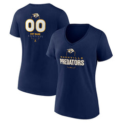 Nashville Predators - Women's Personalized Name & Number Midfielder V-Neck T-Shirt Navy