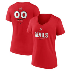 New Jersey Devils - Women's Personalized Name & Number Midfielder V-Neck T-Shirt Red