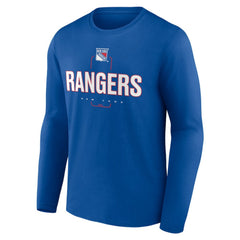 New York Rangers Personalized Name & Number Midfielder Long Sleeve T-Shirt Blue