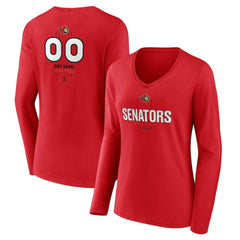 Ottawa Senators - Women's Personalized Name & Number Midfielder Long Sleeve V-Neck T-Shirt Red